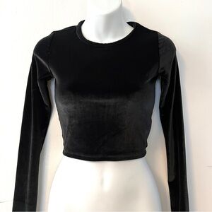 Black Velvet Long-Sleeve Crop Top